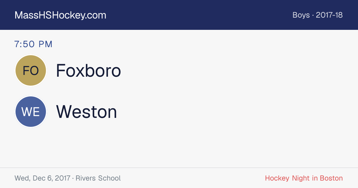 Foxboro at Weston score card