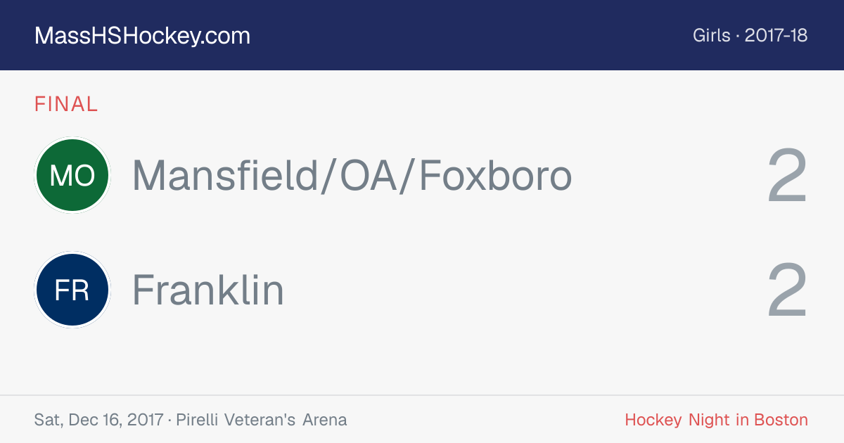 Mansfield/OA/Foxboro at Franklin score card