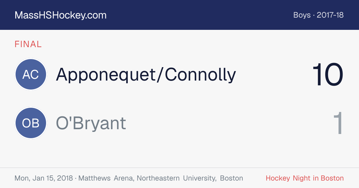 Apponequet/Connolly at O'Bryant score card