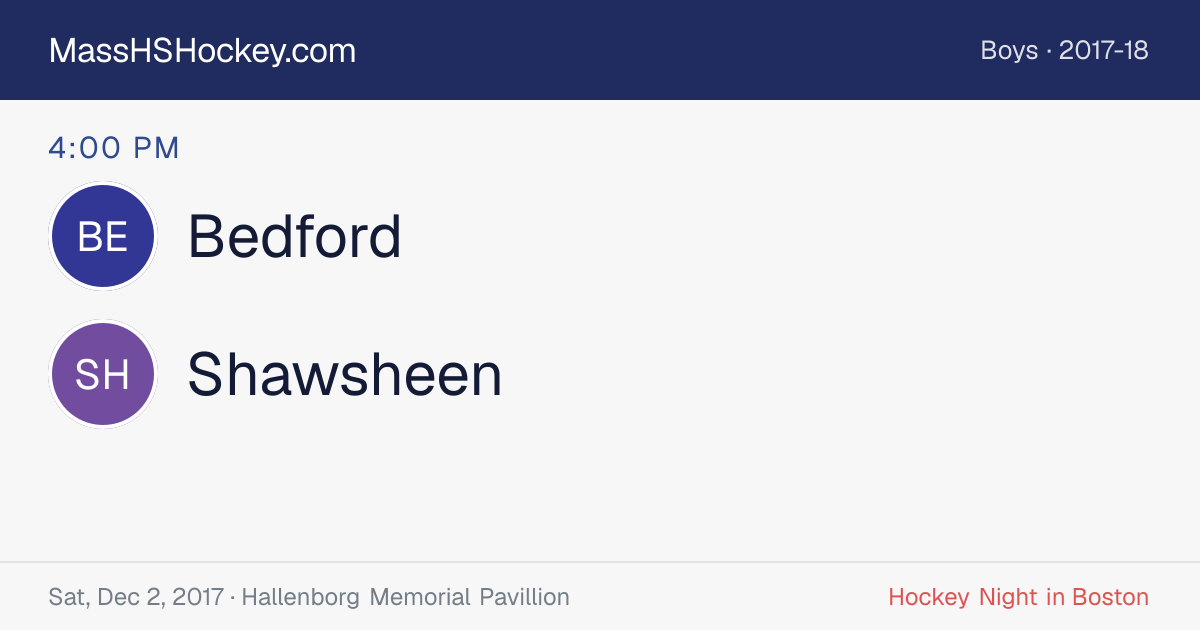 Bedford at Shawsheen score card