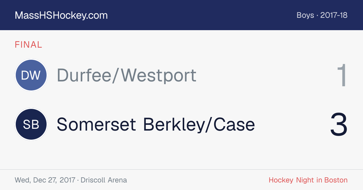 Durfee/Westport at Somerset Berkley/Case score card