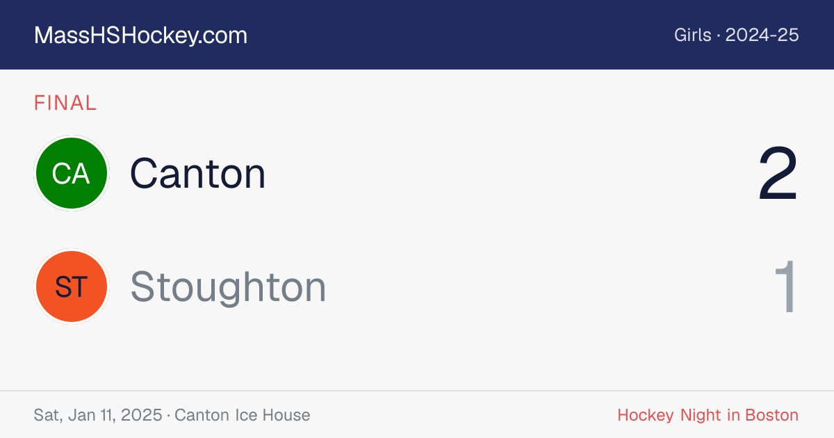 Canton at Stoughton score card