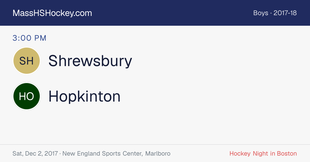 Shrewsbury at Hopkinton score card