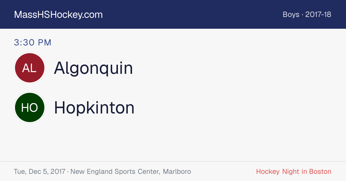 Algonquin at Hopkinton score card
