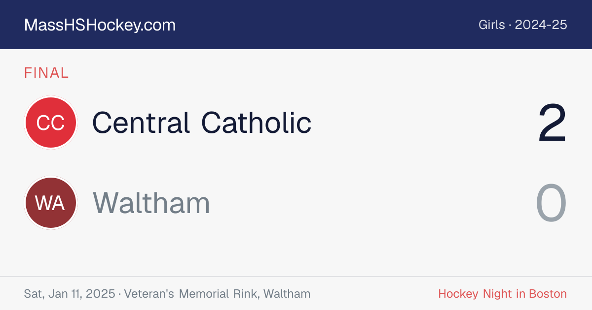 Central Catholic at Waltham score card