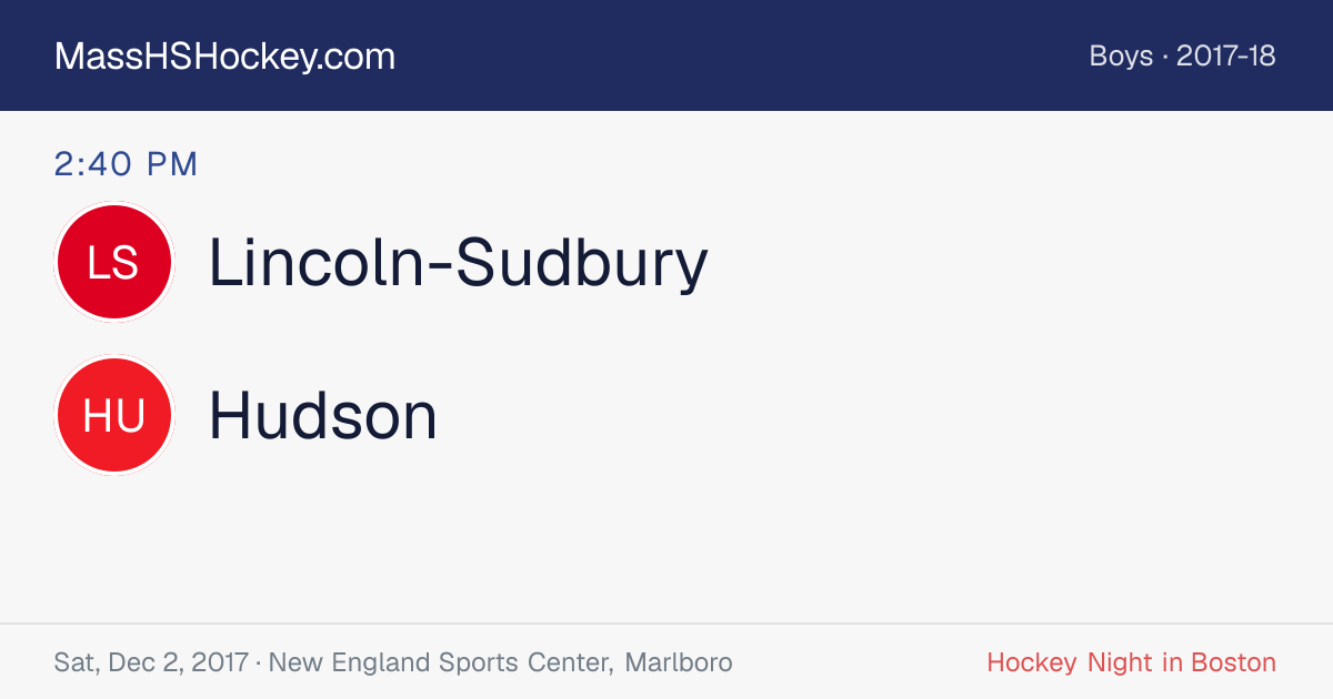 Lincoln-Sudbury at Hudson score card