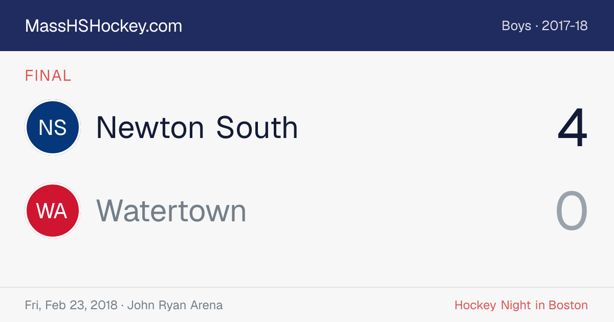 Newton South at Watertown score card