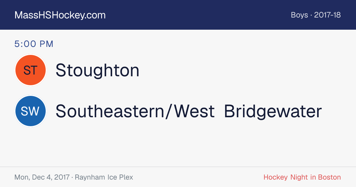 Stoughton at Southeastern/West Bridgewater score card