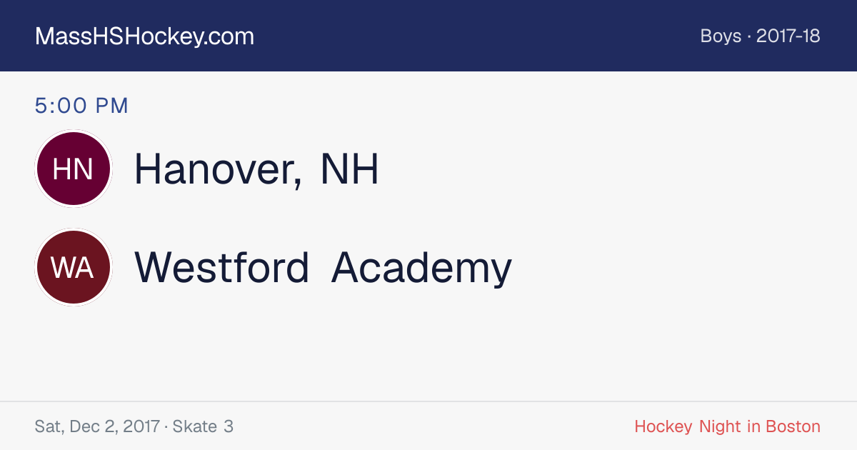 Hanover, NH at Westford Academy score card