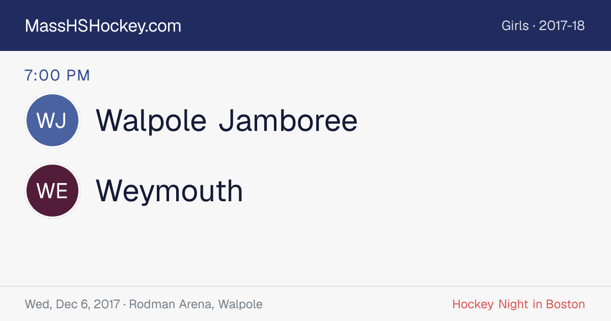 Walpole Jamboree at Weymouth score card