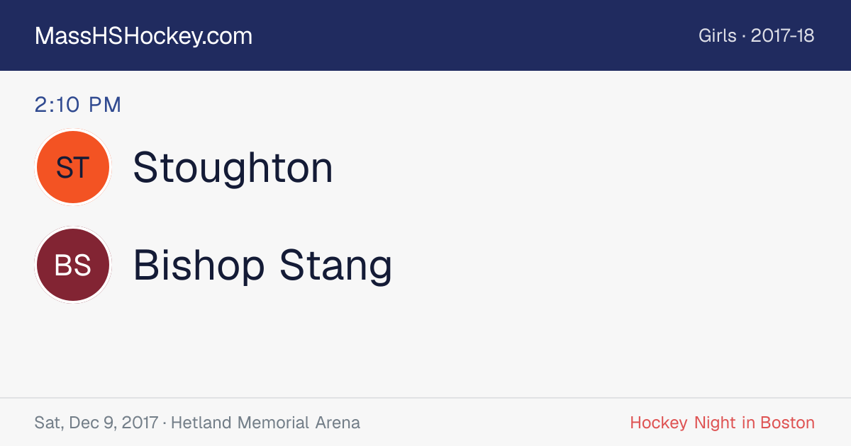 Stoughton at Bishop Stang score card