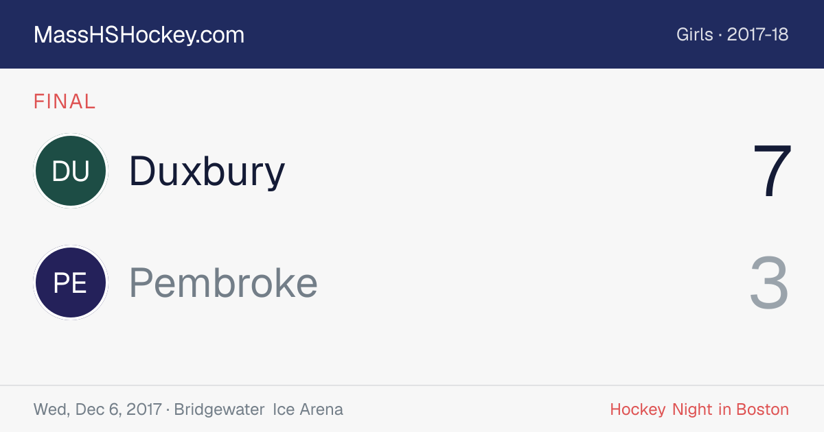 Duxbury at Pembroke score card