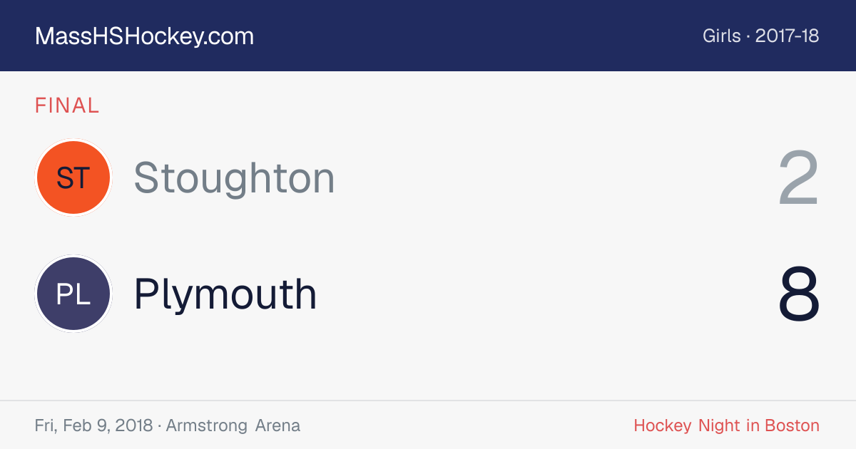 Stoughton at Plymouth score card