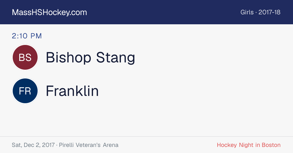 Bishop Stang at Franklin score card