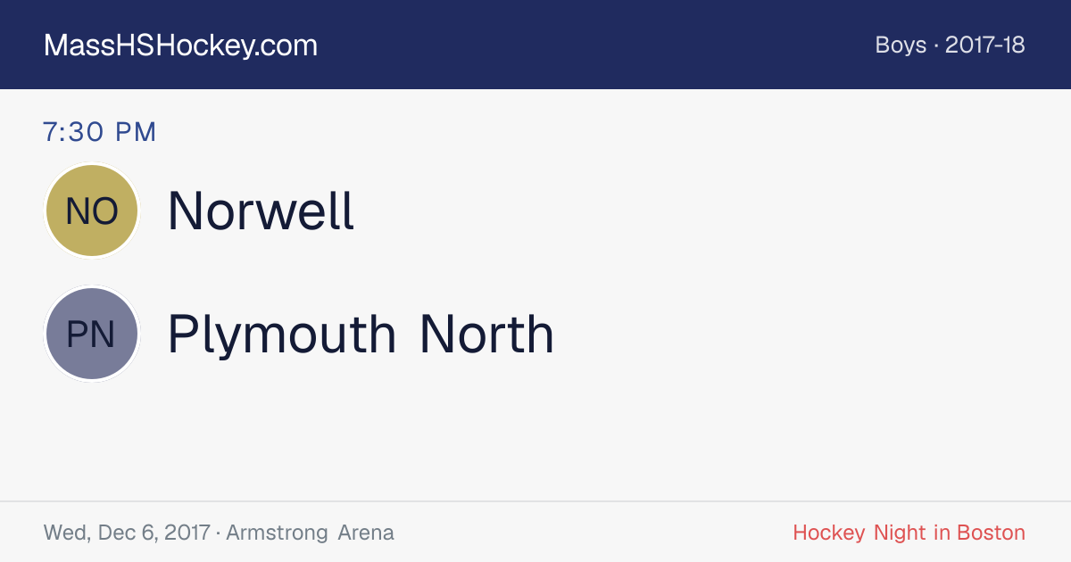 Norwell at Plymouth North score card