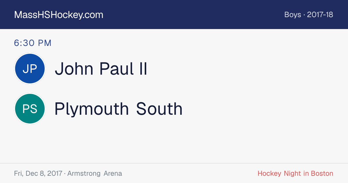 John Paul II at Plymouth South score card