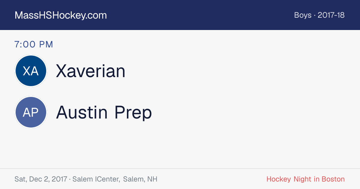 Xaverian at Austin Prep score card