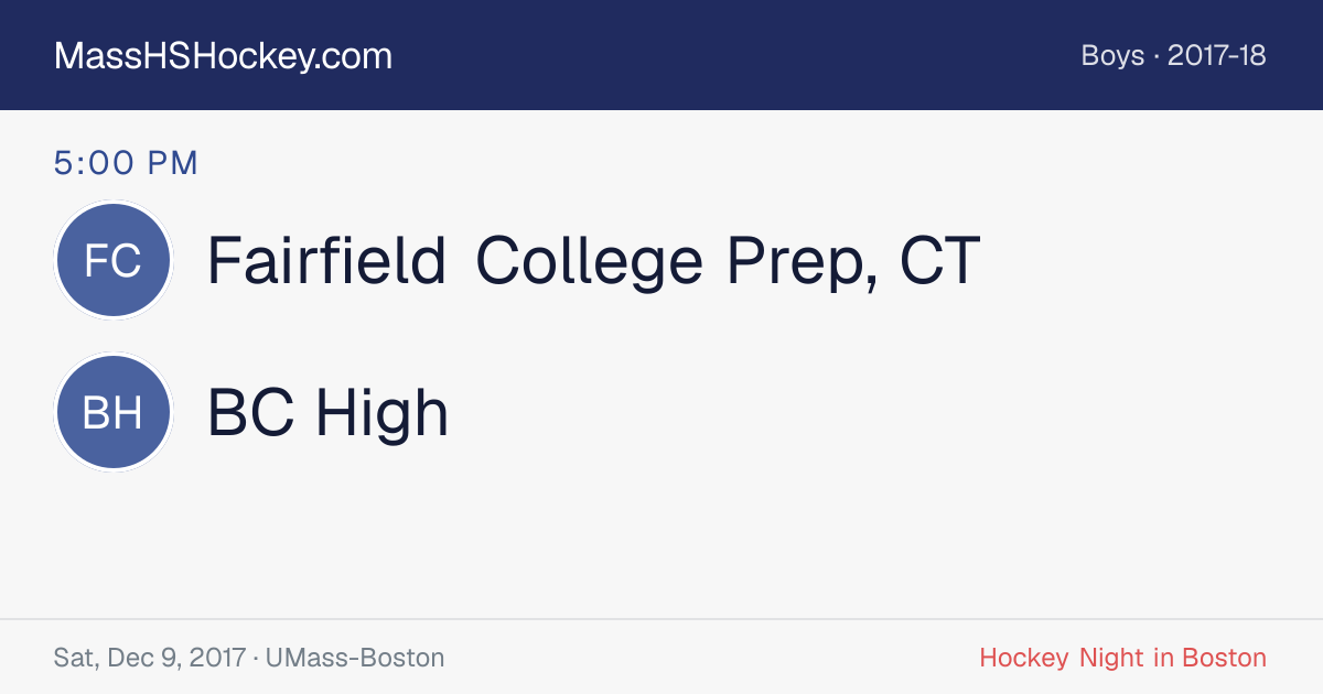 Fairfield College Prep, CT at BC High score card