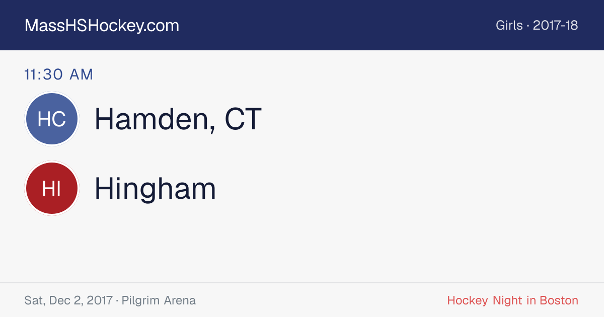 Hamden, CT at Hingham score card