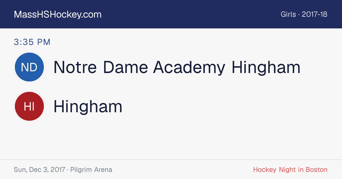 Notre Dame Academy Hingham at Hingham score card
