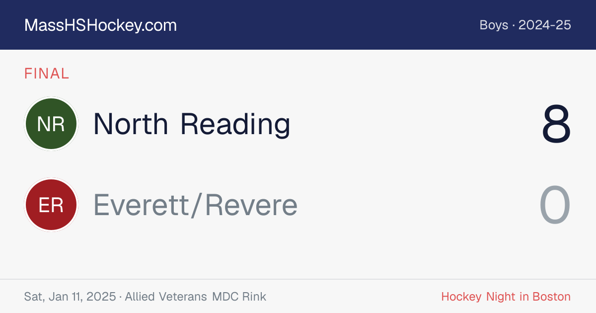 North Reading at Everett/Revere score card