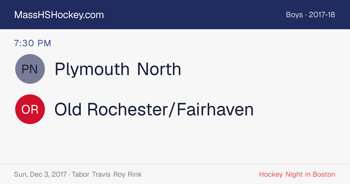 Plymouth North at Old Rochester/Fairhaven score card