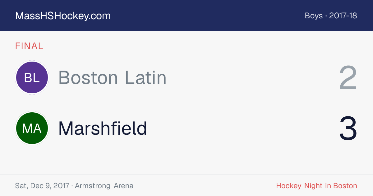 Boston Latin at Marshfield score card
