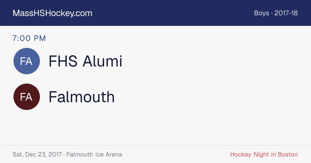 FHS Alumi at Falmouth score card