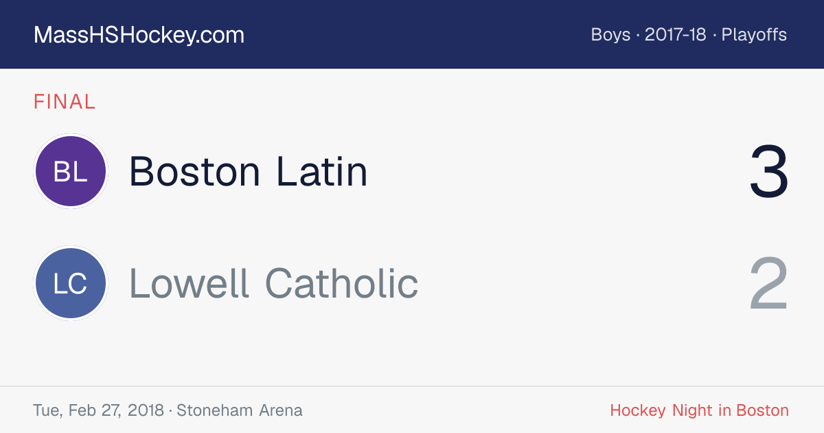Boston Latin at Lowell Catholic score card