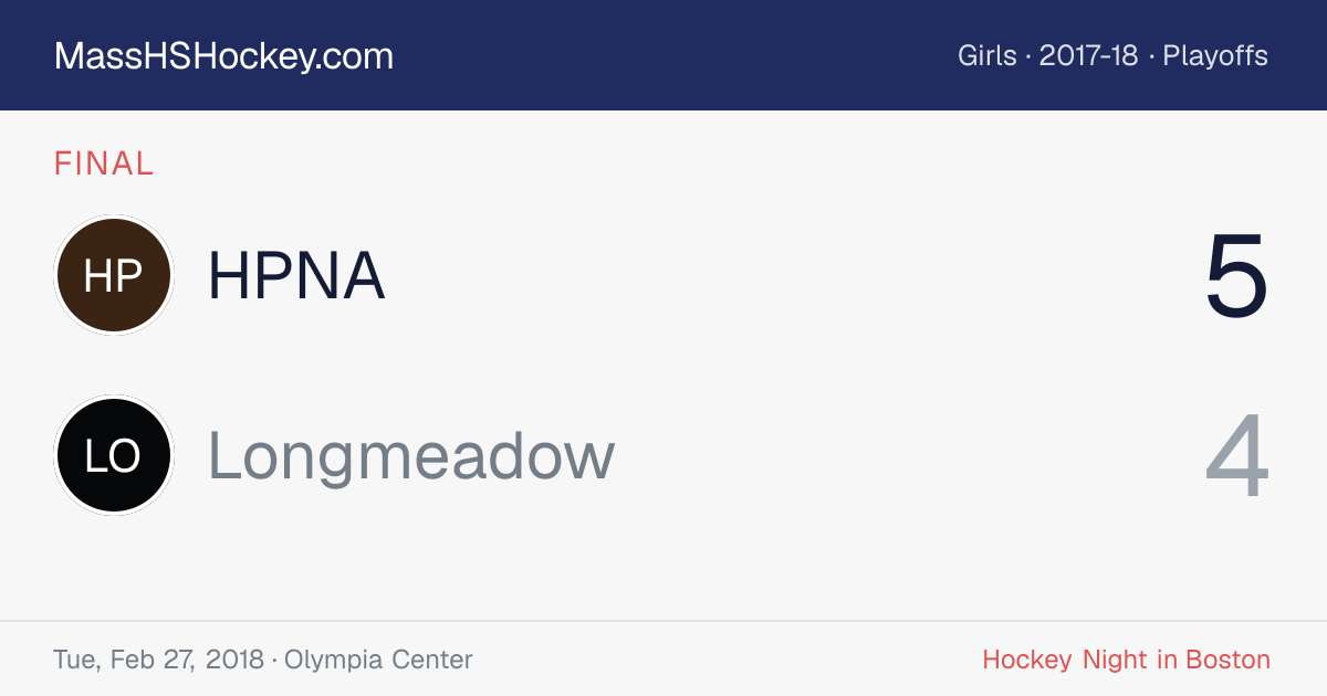 HPNA at Longmeadow score card