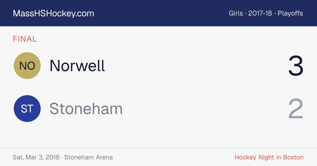 Norwell at Stoneham score card