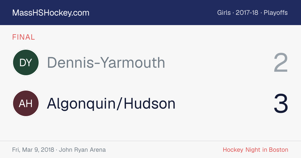 Dennis-Yarmouth at Algonquin/Hudson score card