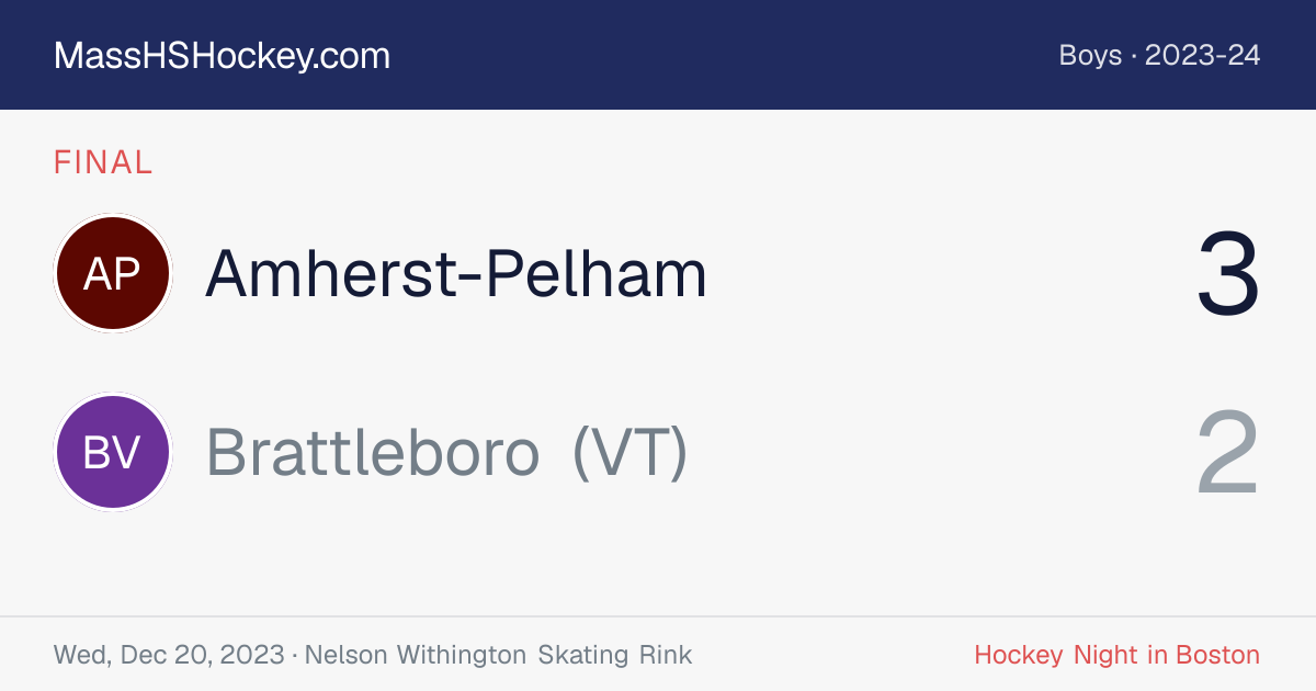 Amherst-Pelham at Brattleboro (VT) score card