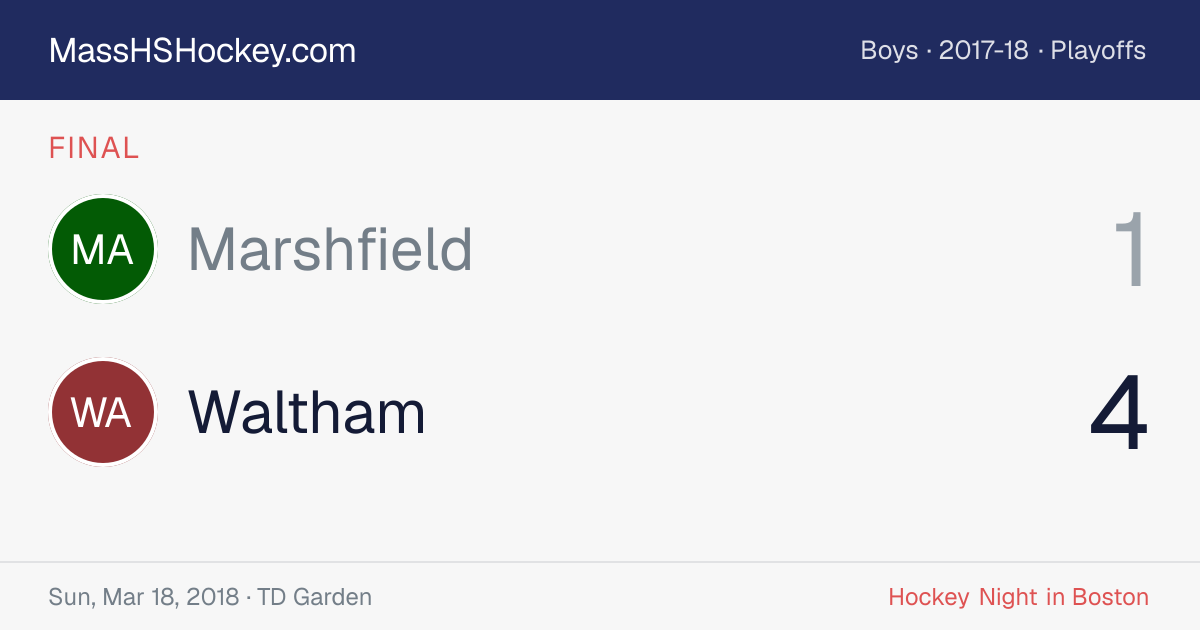 Marshfield at Waltham score card