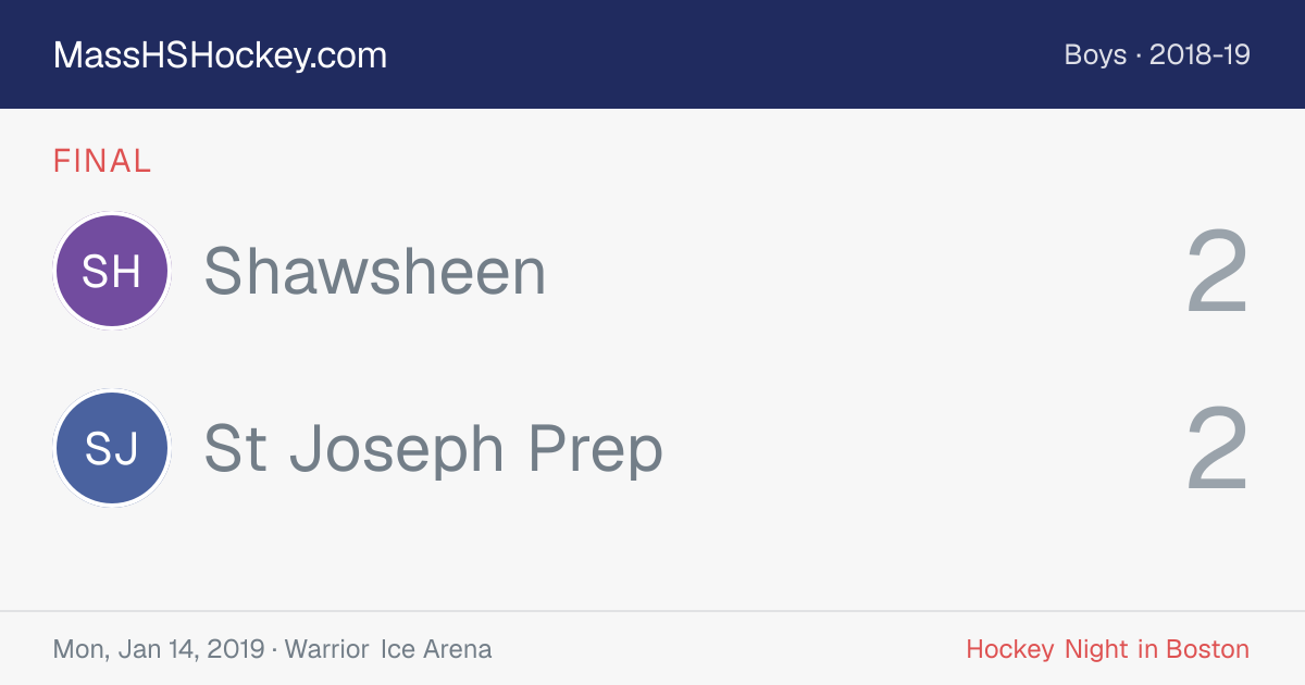Shawsheen at St Joseph Prep score card