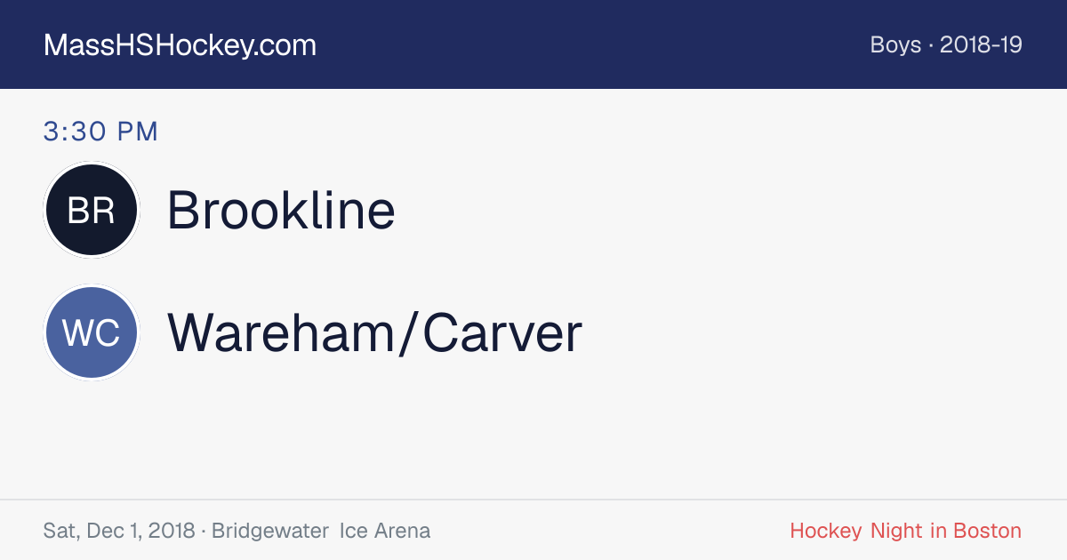 Brookline at Wareham/Carver score card