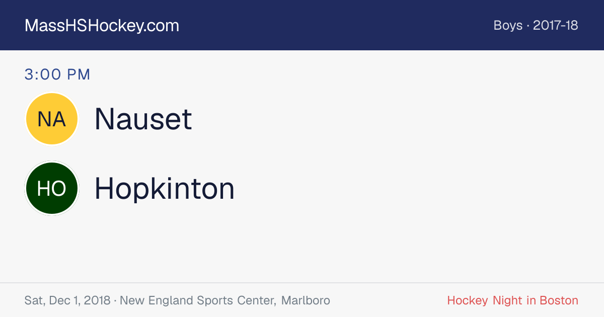 Nauset at Hopkinton score card