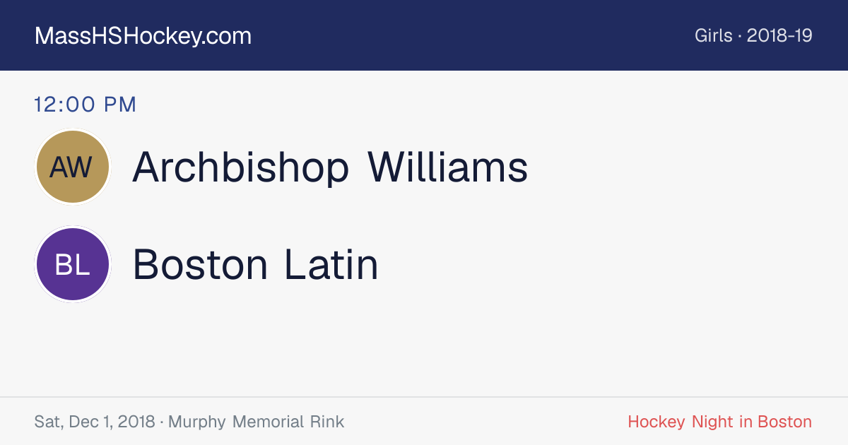Archbishop Williams at Boston Latin score card