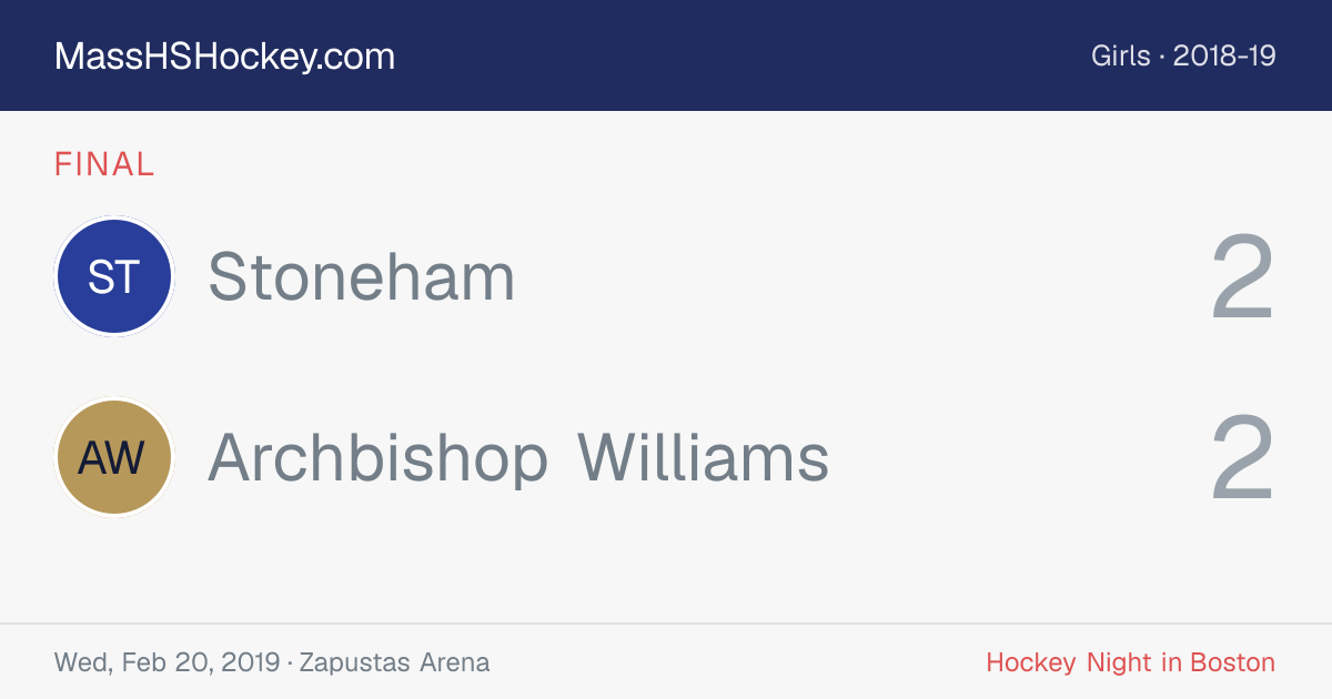 Stoneham at Archbishop Williams score card