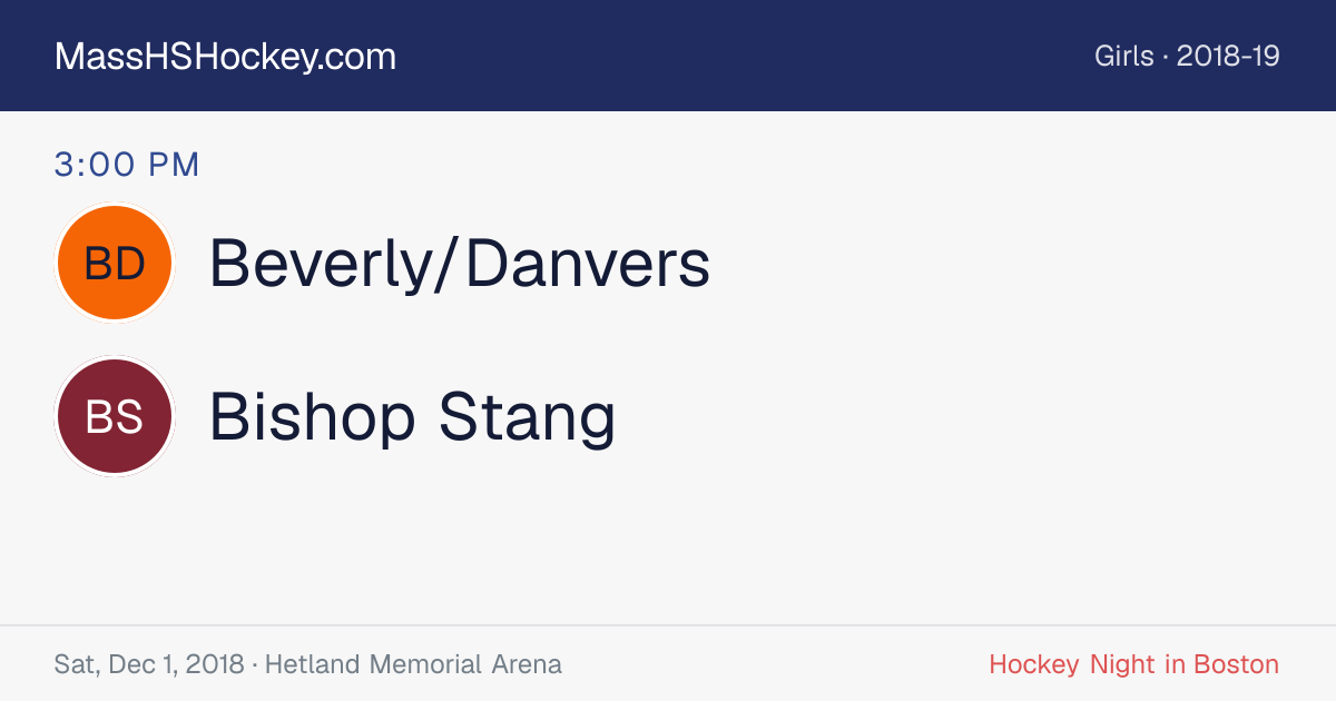 Beverly/Danvers at Bishop Stang score card