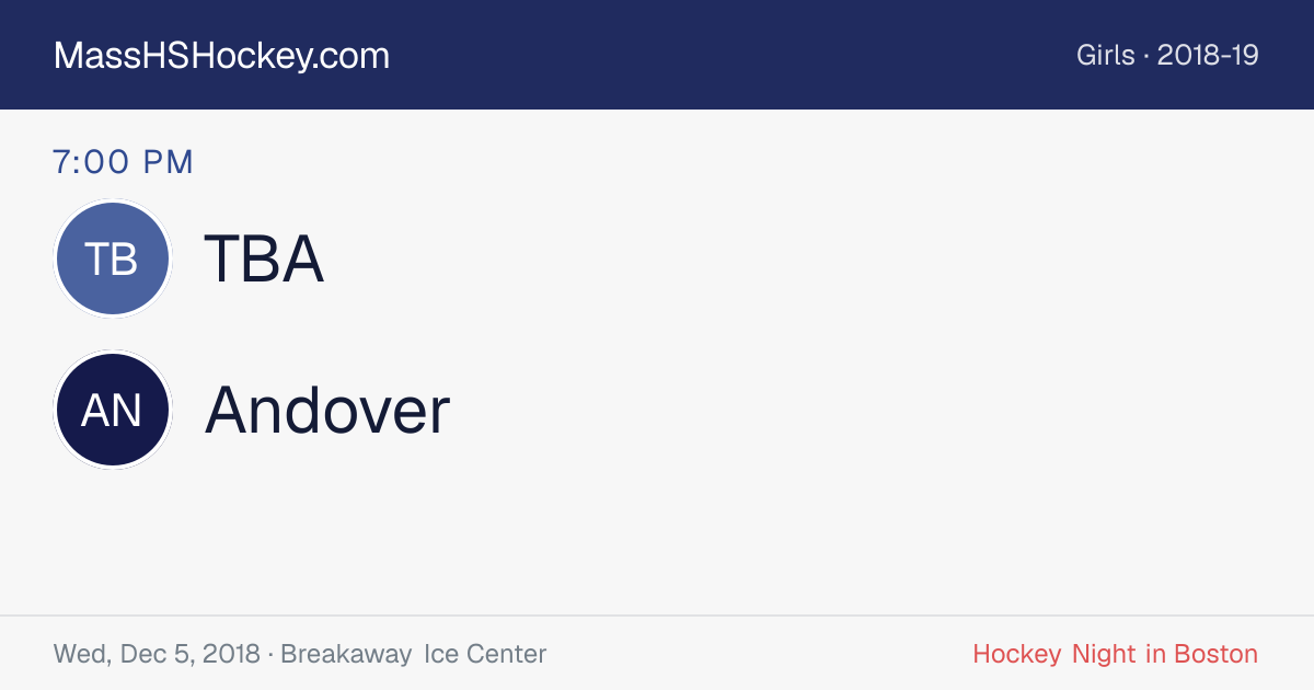 TBA at Andover score card