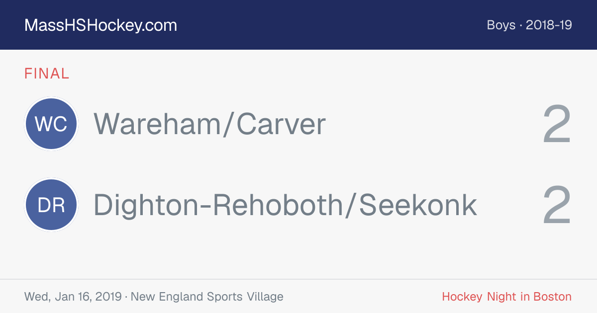 Wareham/Carver at Dighton-Rehoboth/Seekonk score card