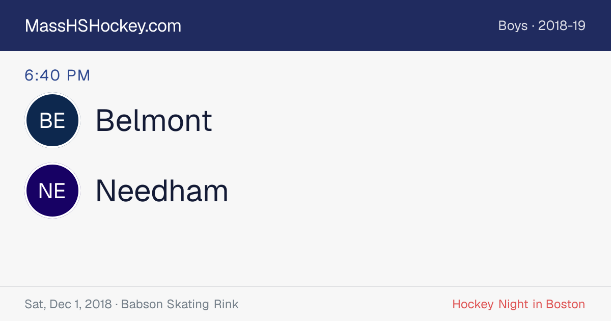 Belmont at Needham score card