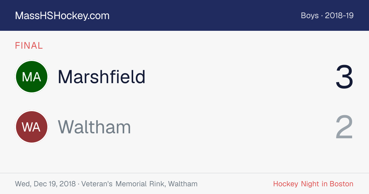 Marshfield at Waltham score card