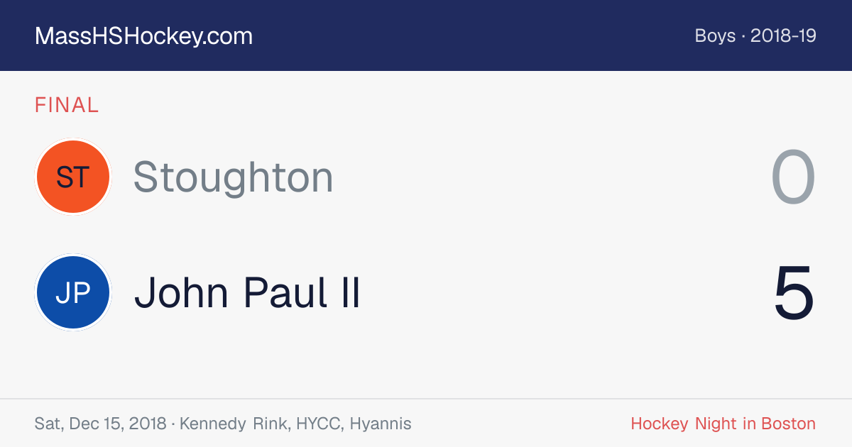 Stoughton at John Paul II score card