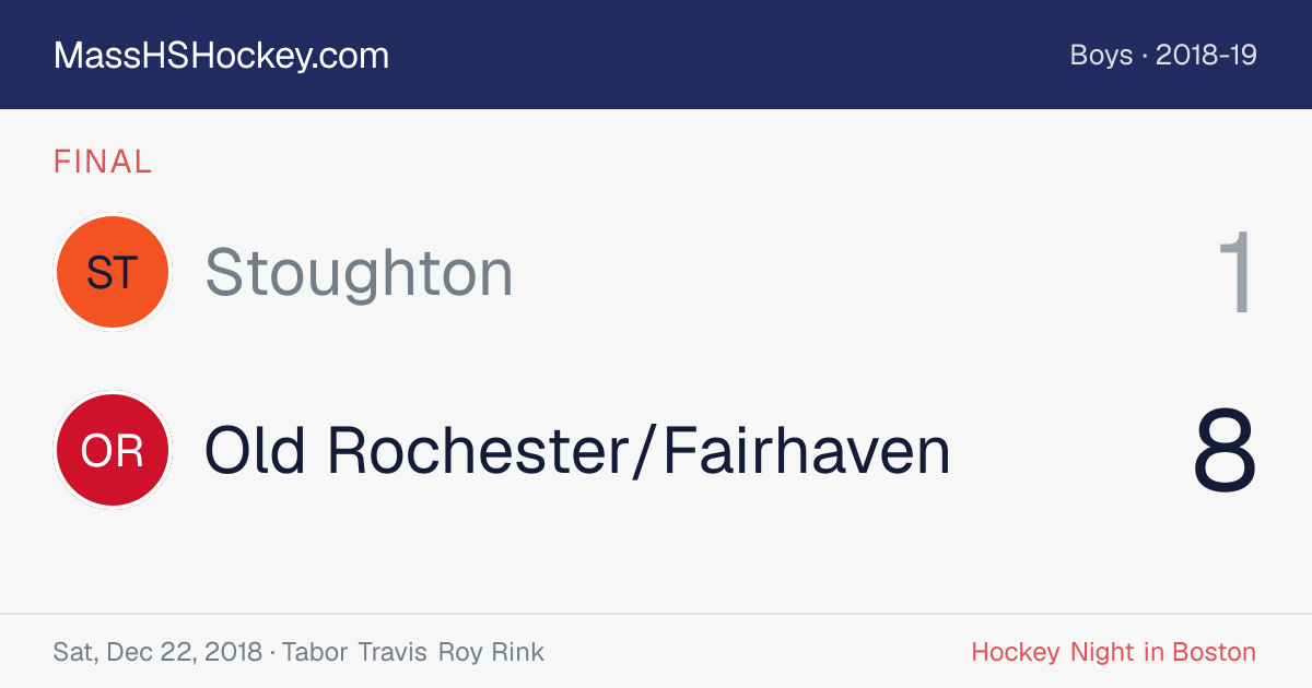 Stoughton at Old Rochester/Fairhaven score card