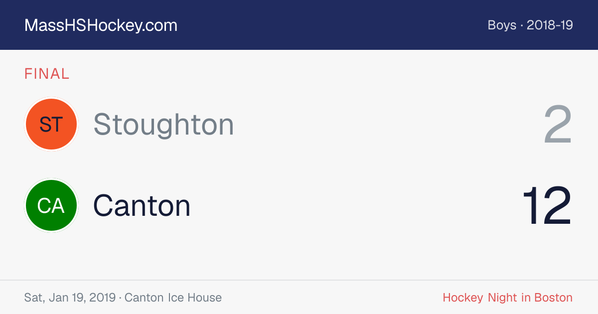 Stoughton at Canton score card