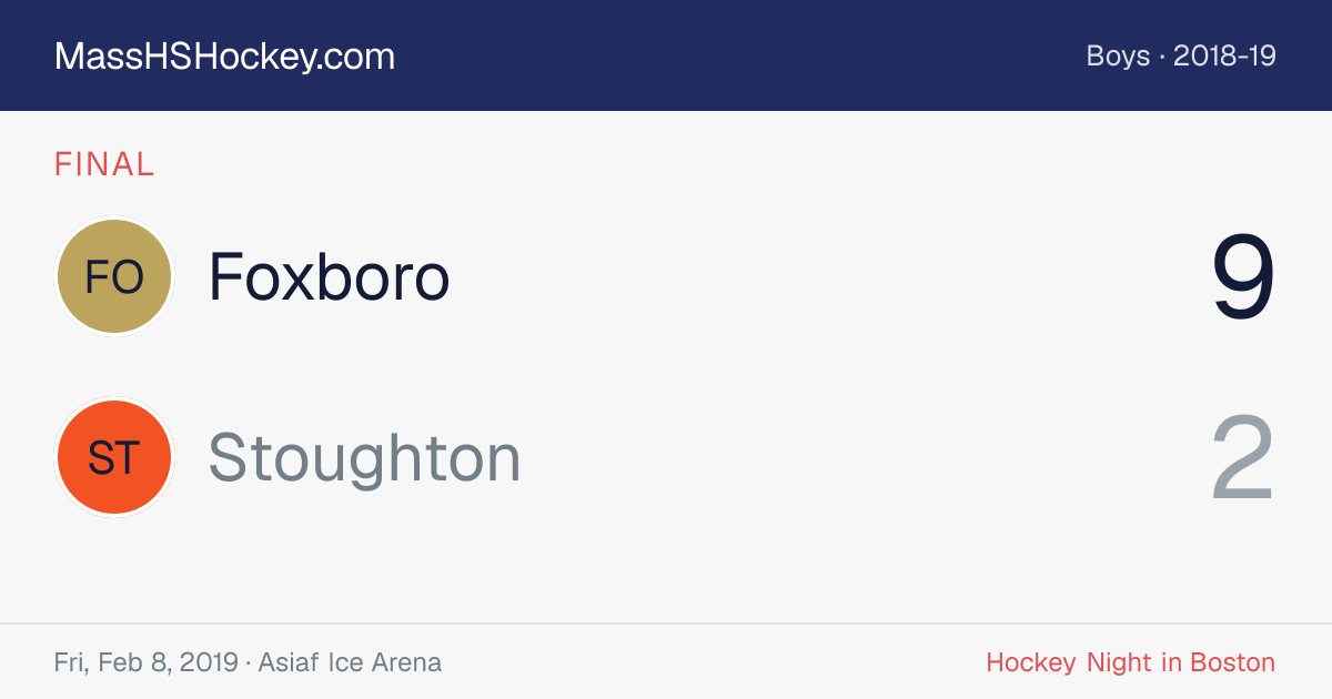 Foxboro at Stoughton score card
