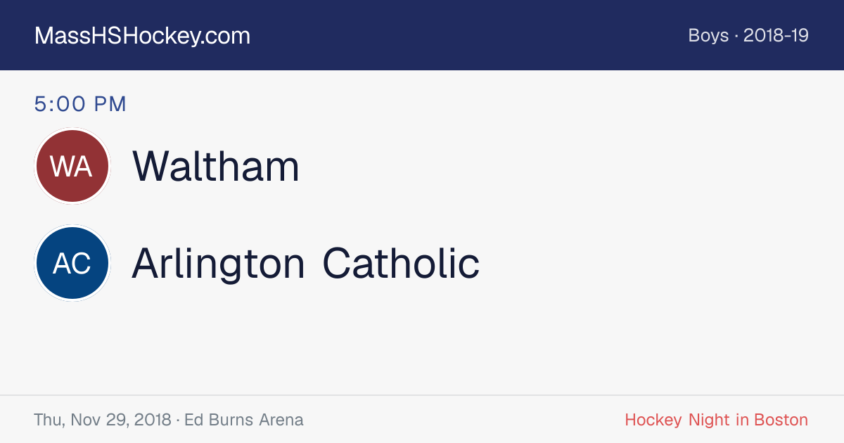 Waltham at Arlington Catholic score card