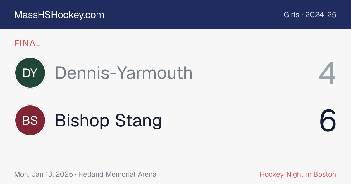 Dennis-Yarmouth at Bishop Stang score card